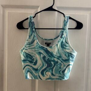 Wild Fable Aqua and Cream Swirl Tank Top